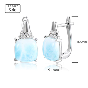 Boucles d'oreilles Larimar en argent sterling 925 finement détaillées aux tons bleus irisés évoquant la grâce sous-marine - Product Image 5