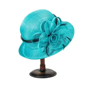 قبعة صيفية أنيقة جديدة للنساء لعام <span class=keywords><strong>2026</strong></span> بتصميم أوروبي وأمريكي مع زهور، مصنوعة من السيناماي 100٪، قبعات رسمية للسيدات للكنيسة - Product Image 1