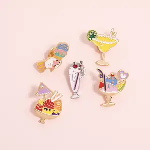 Guangzhou cute soft enamel metal crafts die casting metal fruit ice cream brooches and enamel pins