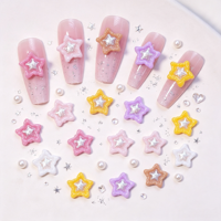 Charmes pour ongles en résine 3D en forme d'étoile, paillettes argentées, pentagramme, décorations pour ongles, couleur macaron, mini étoiles, ornements pour ongles pour manucure DIY