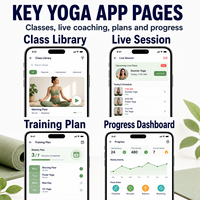 Développement d'une application de yoga bien-être avancée pour iOS et Android avec cours vidéo, sessions en direct, plans d'entraînement LionCreate