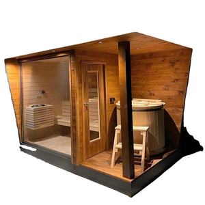 فندق منزلي مباشر حديث من خشب الأرز الأحمر معدات غرفة ساونا صحية بالبخار الرطب تركيب كهربائي من الباب إلى الباب - Product Image 1