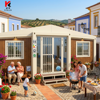 Maison conteneur préfabriquée de luxe, pliable et portable, de 40 pieds, à double aile extensible, avec 2 ou 3 chambres, pour usage bureautique, résidentiel et hôtelier