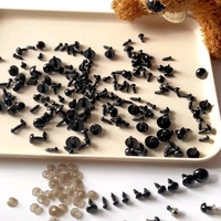 Poupée en peluche animale noire DIY faite à la main, écologique, en plastique, avec accessoires pour les yeux, le nez et les globes oculaires à bouton-pression
