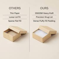 Boîte en carton kraft brun écologique en gros, personnalisable avec logo, pour emballage cadeau de bijoux et boucles d'oreilles, avec rembourrage en coton