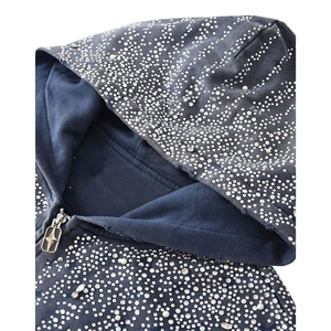 100% personalizzato in cotone OEM lavato <span class=keywords><strong>con</strong></span> strass sbiadito scintillante <span class=keywords><strong>oversize</strong></span> <span class=keywords><strong>felpa</strong></span> <span class=keywords><strong>con</strong></span> cappuccio <span class=keywords><strong>con</strong></span> cerniera da uomo - Product Image 3