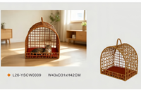 Maison pour chat tissée à la main USMILEPET, lit pour chat en osier à double couche, villa pour chat en rotin respirant, lit pour chat