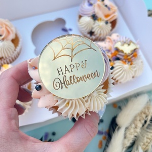 Mini décoration de cupcake en acrylique <span class=keywords><strong>personnalisable</strong></span> au design de <span class=keywords><strong>disque</strong></span> Happy Halloween pour les fêtes de bébé et la décoration de gâteau d'Halloween - Product Image 4
