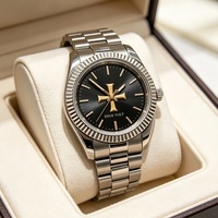 Nouvelle montre pour homme PINTIME en acier inoxydable, cadran en verre traité, mouvement à quartz japonais, résistance à l'eau 5 BAR, fermoir papillon, style business
