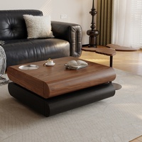 Mesa de Centro Moderna de Madera de Nogal con Juego de Mesas Auxiliares Giratorias, Muebles de Sala de Estar de Mediados de Siglo