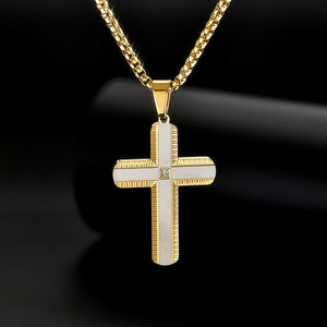 Nuevo Collar con Cruz y Colgante de Diamante, Cadena de Acero Inoxidable, Accesorios de Moda - Product Image 4