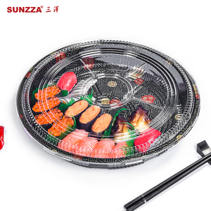 Sunzza stapelbarer japanischer Stil über Größe 32 cm Party Einweg Haustier Kreis Platte Fast <span class=keywords><strong>Food</strong></span>/Obst/Sushi Tablett Container Box - Product Image 5