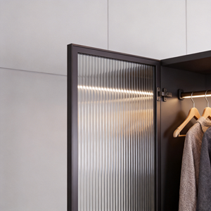 Armoire moderne <span class=keywords><strong>en</strong></span> bois <span class=keywords><strong>noir</strong></span> <span class=keywords><strong>et</strong></span> <span class=keywords><strong>blanc</strong></span> avec portes à panneaux plats <span class=keywords><strong>et</strong></span> poignées métalliques, 4 tiroirs, meuble de chambre à coucher gain de place - Product Image 3