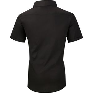 เสื้อเชิ้ตผู้ชายสั่งตัด แขนสั้น สีดำ โพลีเอสเตอร์ 100% กันยับ สไตล์ลำลองสำหรับธุรกิจ - Product Image 3