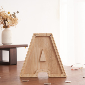 Caja de dinero con letras de madera, lata de ahorro transparente con diseño en inglés, regalo creativo para vacaciones y solución de almacenamiento de dinero - Product Image 6