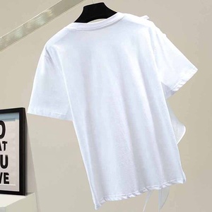Tops blancos con <span class=keywords><strong>volantes</strong></span> de retazos para mujer, <span class=keywords><strong>camiseta</strong></span> informal de manga corta con cuello redondo, ropa nueva a la moda para mujer, verano 2023 - Product Image 4