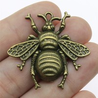 40x38mm Breloques d'abeilles en alliage de zinc tibétain pour la fabrication de bijoux Pendentif d'abeille DIY
