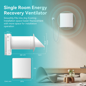 Système de ventilation à récupération de chaleur pour l'air ambiant avec une efficacité de 97%, ERV <span class=keywords><strong>mural</strong></span> pour usage domestique - Product Image 5