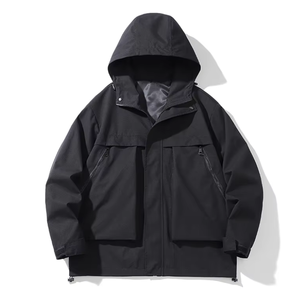 Giacca a Vento <span class=keywords><strong>Beige</strong></span> Personalizzata con Logo, Abbigliamento da Lavoro e Outdoor per <span class=keywords><strong>Uomo</strong></span>, OEM ODM, Multi Tasche, con Zip e Cappuccio - Product Image 4