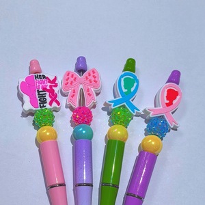 Abalorios de silicona para la concienciación sobre el cáncer de mama, formas mixtas, lazo de cinta rosa y azul para la fabricación de joyas - Product Image 3
