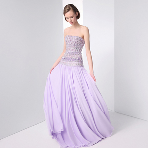 strapless open back dress Classic Vneck Lilac Wedding Guest Dress with Spaghetti Straps Lilac / 4