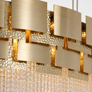 Modern Luxury Waterfall <b>Crystal</b> Hanging Lamp Round Gold Panel <b>Chandelier</b> For Dining Room Villa Interior - Product Image 3
