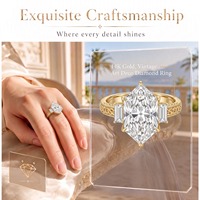 Bague de mariage en argent S925 plaqué or 18 carats, luxueuse, avec moissanite hexagonale de petite taille et pierres précieuses carrées escalonpées des deux côtés