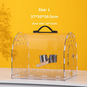 Pet seyahat kafes akrilik tamamen şeffaf kuş taşınabilir papağan sandık iki bardak ile küçük kuşlar için - Product Image 5
