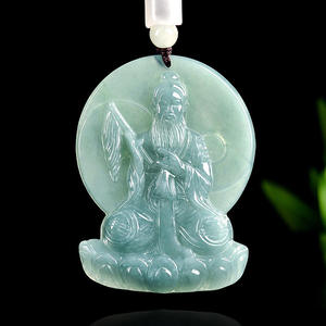Colgante de Jadeíta Natural Azul Agua Taishang Laojun, Joyería para Hombre, Diseño Original, Regalo con Certificado de Tasación FG38 - Product Image 1