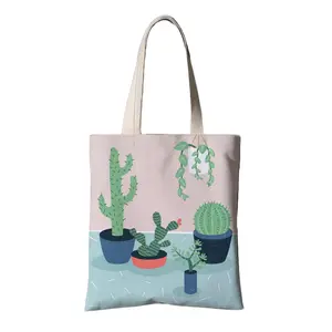 Customized 8OZ washable RPET polycotton tote bag reusable cactus eco bag