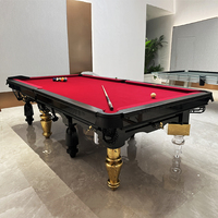 Table de billard anglaise de 7FT/8FT/9FT Table de jeu de divertissement intérieur Table de billard vintage avec décoration en or