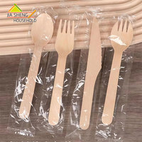 Ensemble de couverts jetables modernes en bois biodégradables et respectueux de l'environnement, cuillère et fourchette, pour gâteaux aux fruits