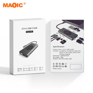 15 in 1 Usb c Hub 4K Type C to HDMI USB2.0 USB3.0 SD RJ45 <strong>VGA</strong> Audio <strong>Wireless</strong> Charger Hub Docking Station <strong>Adapter</strong> - Product Image 1