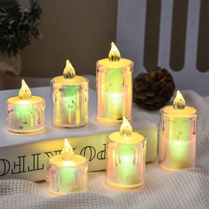 Luxury Led Iridescent <b>Tea</b> <b>Light</b> Candles Battery Operated Flameless Candle Gift Home Wedding Decor Electric Pillar Aura Candles - Product Image 4