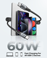Cable USB C SUNGUY de 60W, Cable de Carga Rápida Retráctil, Cable de Datos para Teléfono, Laptop, Banco de Energía, Automóvil