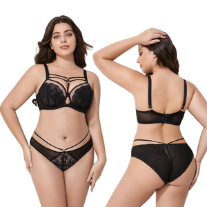 Conjunto <span class=keywords><strong>de</strong></span> Bikini con Sujetador <span class=keywords><strong>de</strong></span> Encaje Sólido Transpirable <span class=keywords><strong>de</strong></span> Talla Grande, Copa Completa con Aros, <span class=keywords><strong>Ropa</strong></span> <span class=keywords><strong>Interior</strong></span> Delgada <span class=keywords><strong>para</strong></span> Mujeres con Curvas - Product Image 1