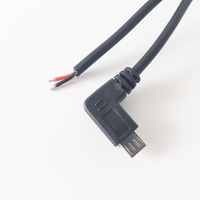 Coude à angle droit personnalisé Micro USB 5 broches mâle à 2 fils câble à extrémité ouverte