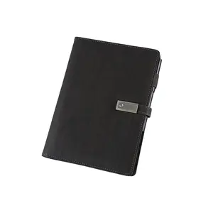 Notepad pengisi daya kulit PU lebih murah 8000mAh A5 ukuran 8000mah pengisi daya nirkabel Power Bank buku harian Notebook dengan USB