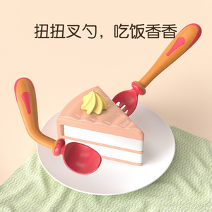 Juego de tenedor y cuchara giratoria para bebé, Material PP, diseño cónico sin Bpa, suministros de alimentación para 0-12 meses con caja de almacenamiento - Product Image 4