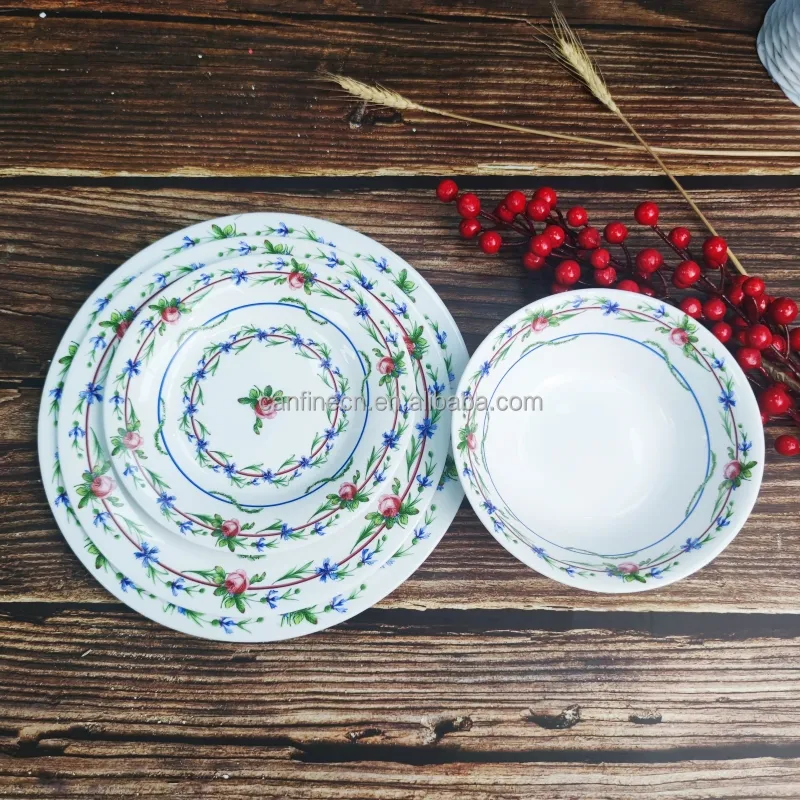 Kreative Retro niedlichen koreanischen Ins Stil Blumen Keramik Teller Gericht Home Cute Round Ceramic Dinner Plate