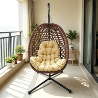 2026 En gros Fauteuil œuf géant simple/double en rotin PE pour extérieur, chaise suspendue de patio durable