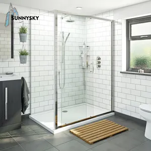 Cabine de douche sans cadre à 2 faces pour salle de bain d'angle personnalisée cabine de douche portes en verre cabine de douche avec charnière noire