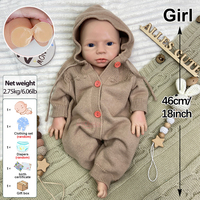 Poupée Reborn Fille en Silicone Réaliste de 18 Pouces, avec Fonction Boire et Peau Humide, Veines Visibles, Douce et Réaliste, Poupée Nouveau-né Sûre pour le Bain, Cadeau de Fêtes
