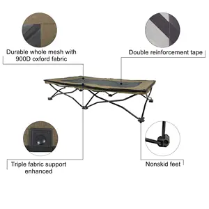 CANBO Folding Elevated Large Dog Bed Cooling Steel Frame Pet Cot Portable Outdoor Camping Pet Bed