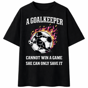 T-Shirt da Portiere con Grafica 'Save <span class=keywords><strong>the</strong></span> Game', Maglietta Oversize Bianca da Calcio, Top Sportivo da Tifoso di Calcio per Uomo, 100% Cotone - Product Image 5