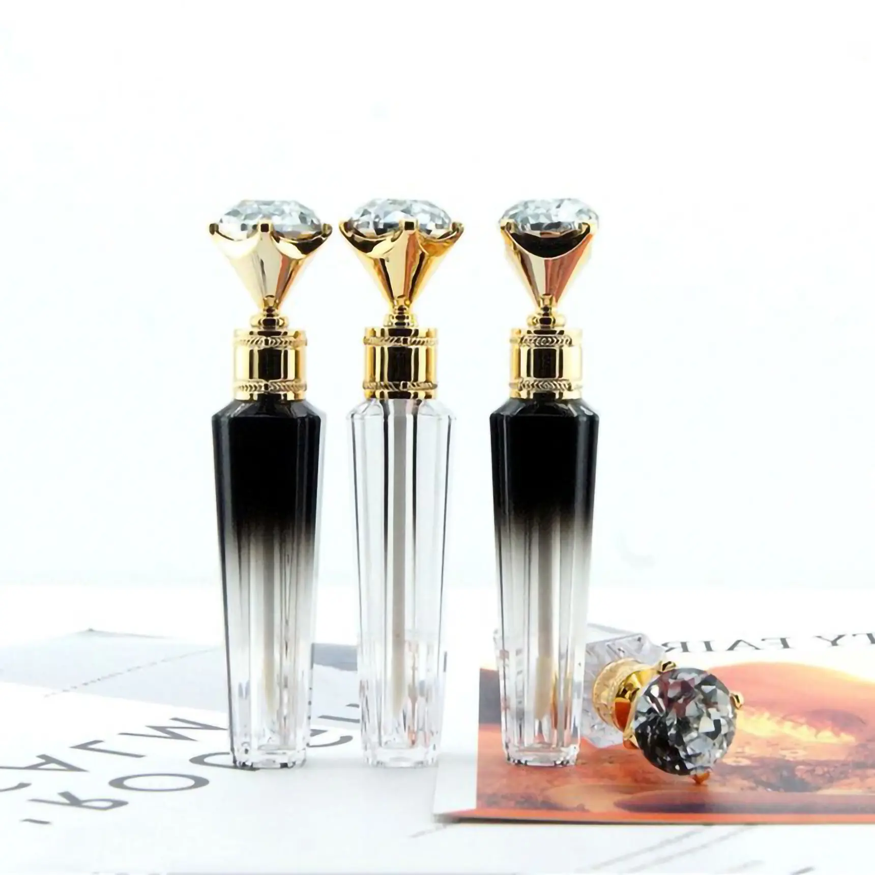 Crown-tubos vacíos para brillo de labios, tubos de brillo de labios personalizados con varitas, venta al por mayor, embalaje de brillo de labios, Etiqueta Privada