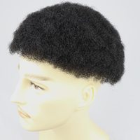 8x10 Afro Durable Full Poly Mince Peau Cheveux Système Postiches Naturel Toupee Cheveux Remplacement pour Hommes