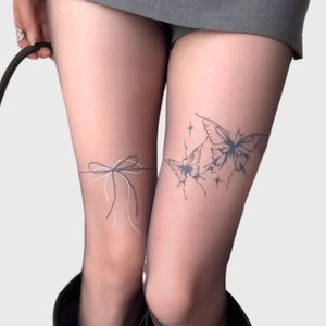 Collants effet <span class=keywords><strong>tatouage</strong></span> papillon, résistants aux accrocs, transparents noirs, style doux et sexy pour femme printemps automne - Product Image 1