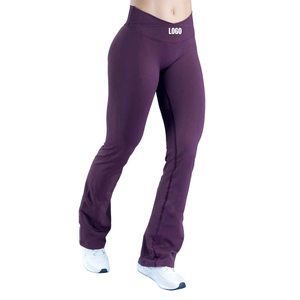 OEM ODM Women Flare Yoga Pants High Waist V Shaped <b>Butt</b> <b>Lifting</b> <b>Leggings</b> Soft Stretch Gym Fitness Workout Wear - Product Image 1