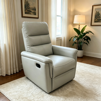 Fauteuil inclinable manuel en cuir au design moderne et personnalisé avec structure en bois, canapé inclinable durable et pliable